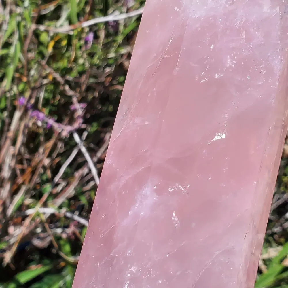 XL Rose Quartz Large Deep Pink Flashy Crystal Tower 1610 grams